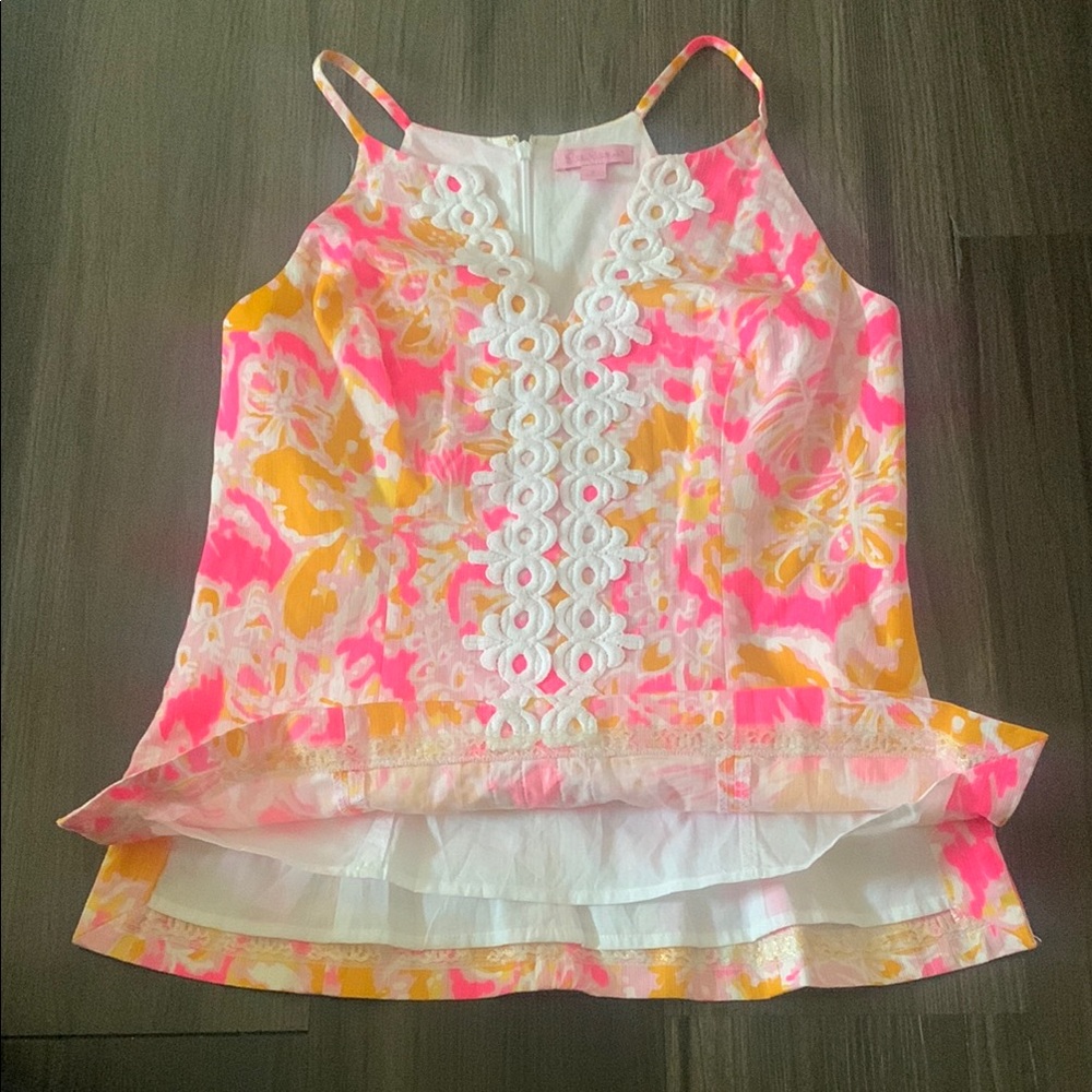 Lilly Pulitzer Pink and Yellow Floral Top
